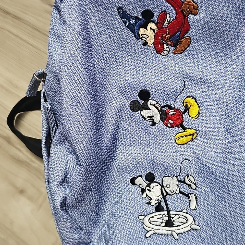 DISNEY Blue Backpack with Embrodered Mickey Character Patches - Picture 5 of 15